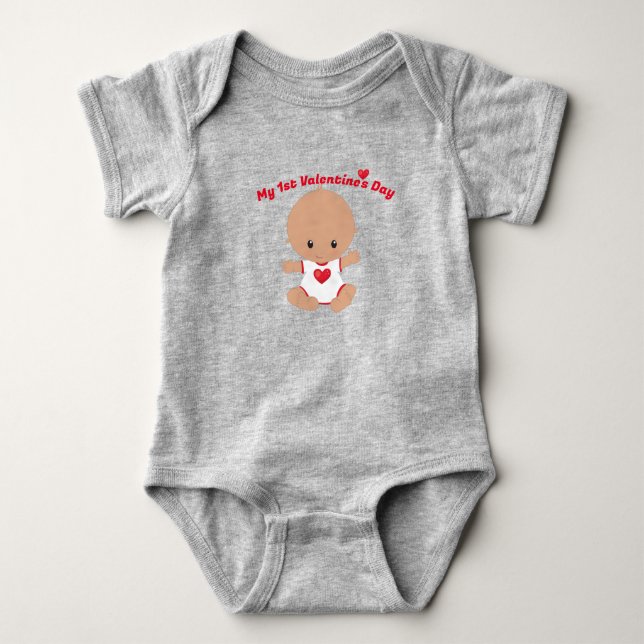 Mein erster Valentinstag Baby Bodysuit Strampler (Vorderseite)
