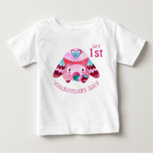 Mein erster Valentinstag Rosa Baby Elefant T-shirt