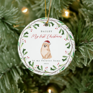Mein erster Weihnachten mit Name Pomeranian Keramik Ornament