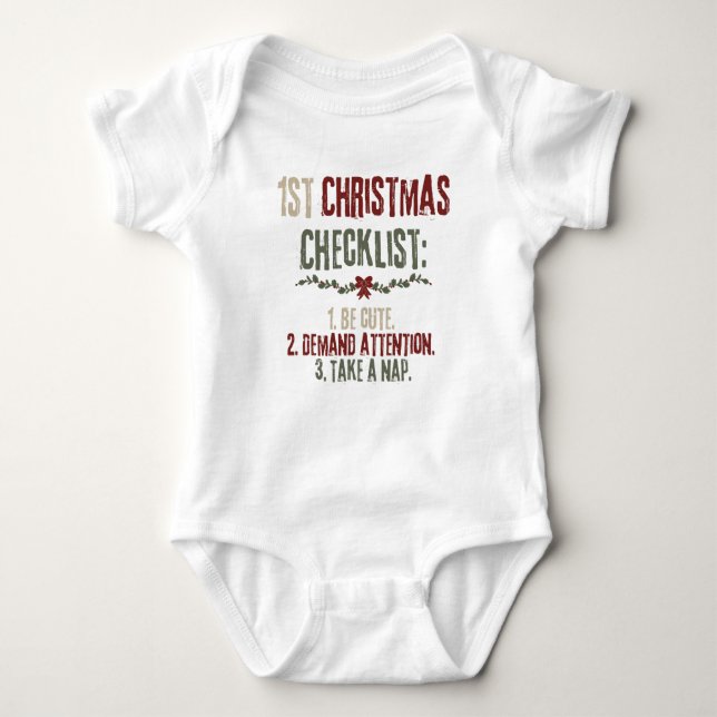 Mein erster Weihnachts-Checkliste-Baby-Bodysuit Baby Strampler (Vorderseite)