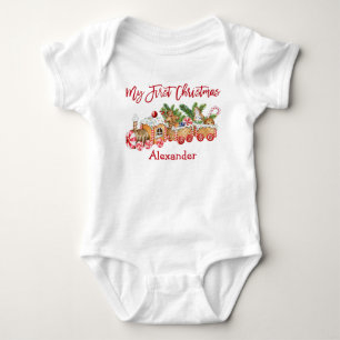 Mein erster Weihnachts-Gingerbread-Zug rote Süßigk Baby Strampler