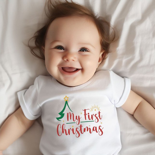 Mein erster Weihnachts-Grünbaum Baby T-shirt (Von Creator hochgeladen)