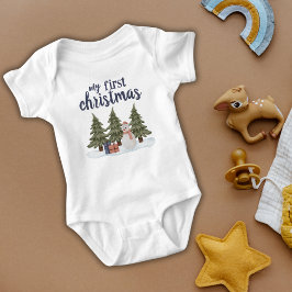 Mein erster Weihnachts Grüne Bäume Snowman und Ges Baby Strampler