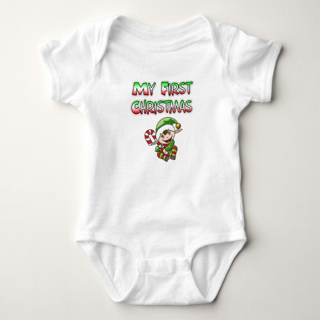 Mein erster Weihnachts-Little Elf Baby Strampler (Vorderseite)