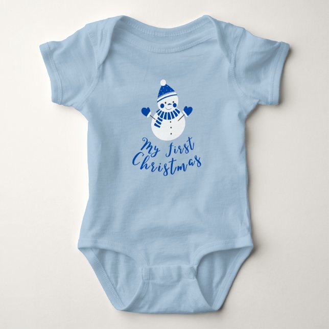 Mein erster Weihnachts-Niedlicher White Snowman Bl Baby Strampler (Vorderseite)