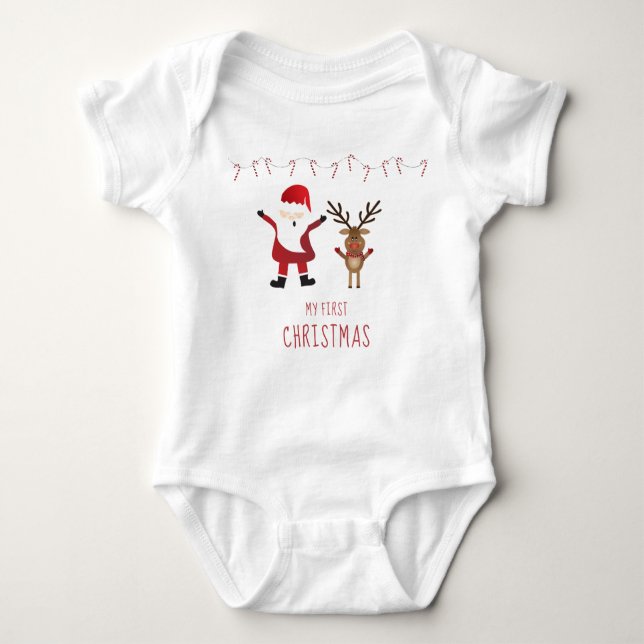 Mein erster Weihnachts-Weihnachtsmann Reindeer Baby Strampler (Vorderseite)