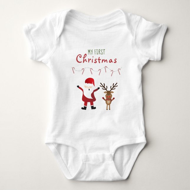 Mein erster Weihnachts-Weihnachtsmann Reindeer Baby Strampler (Vorderseite)