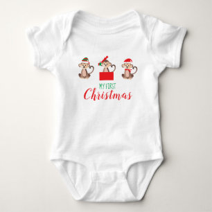 Mein erster Weihnachtsaffe Santa Elf Baby Strampler