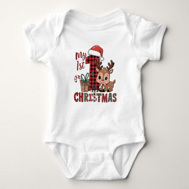 Mein erster Weihnachtsanzug Baby Strampler (Vorderseite)