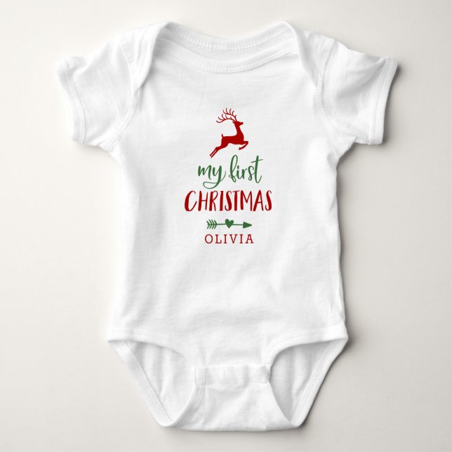 Mein erster Weihnachtsbauernname Baby Bodysuit Baby Strampler (Vorderseite)
