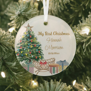 Mein erster Weihnachtsbaum und Kinderbettchen neue Ornament Aus Glas
