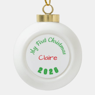 Mein erster Weihnachtsbaumanhänger (Kürzerer Name) Keramik Kugel-Ornament