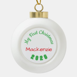 Mein erster Weihnachtsbaumanhänger (Längerer Name) Keramik Kugel-Ornament