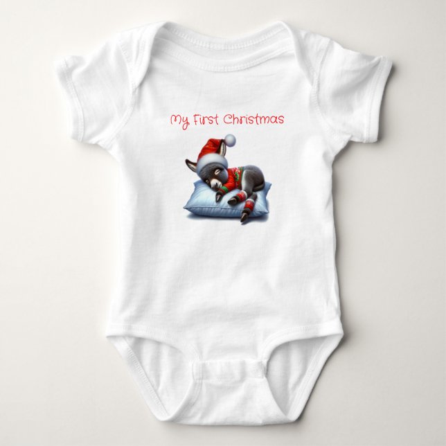 Mein erster WeihnachtsDonkey Baby Strampler (Vorderseite)