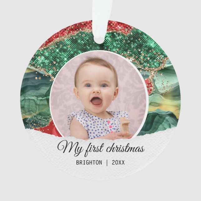 Mein erster Weihnachtsfest-Glitzer Ornament (Vorderseite)