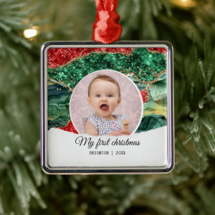 Mein erster Weihnachtsfest-Glitzer Ornament Aus Metall