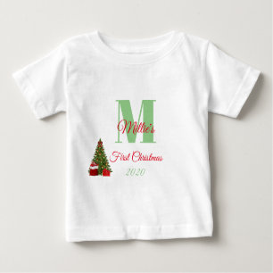 Mein erster Weihnachtsgrün-Rot-Baum Baby T-shirt