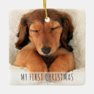 Mein erster Weihnachtshund Vollblut-Foto Keramikornament
