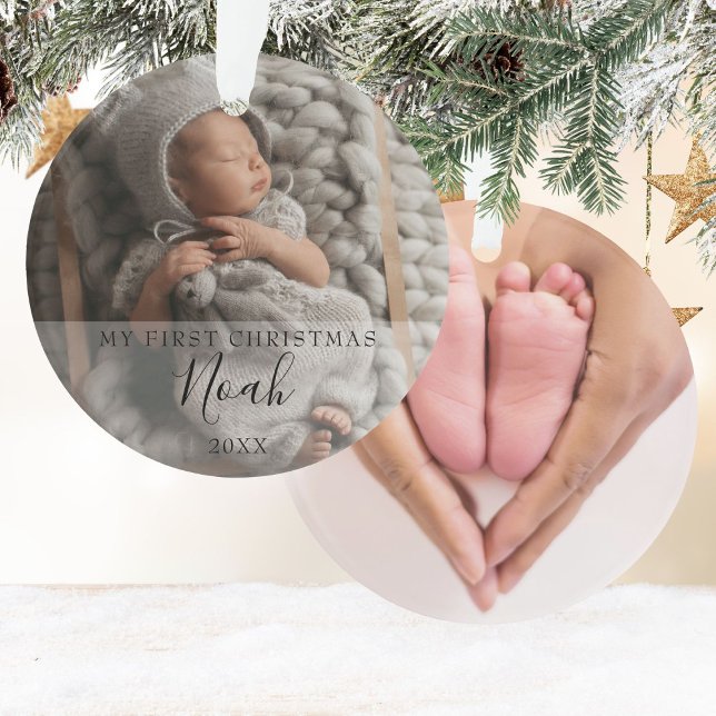 Mein erster Weihnachtsjunge Foto Skriptname Ornament (My First Christmas Baby Photos Script Name Ornament)
