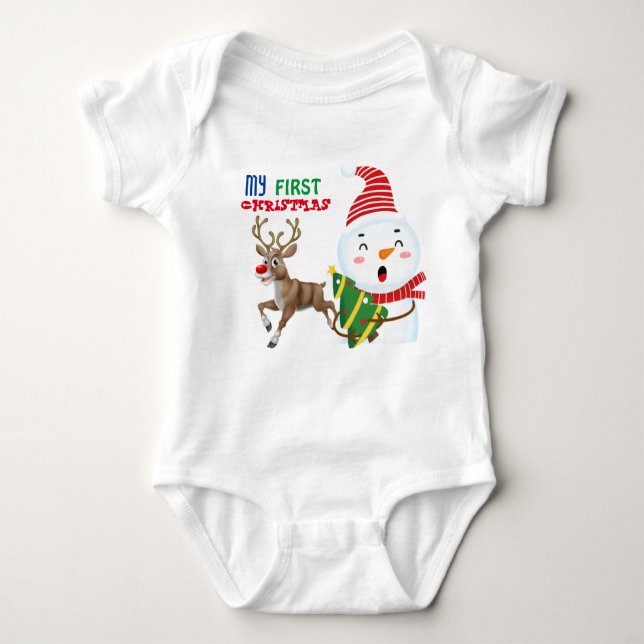 Mein erster Weihnachtskinderanzug Baby Strampler (Vorderseite)