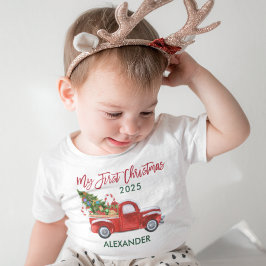 Mein erster Weihnachtslkw Candy Canes Green Red Baby T-shirt
