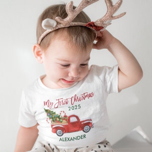 Mein erster Weihnachtslkw Candy Canes Green Red Baby T-shirt