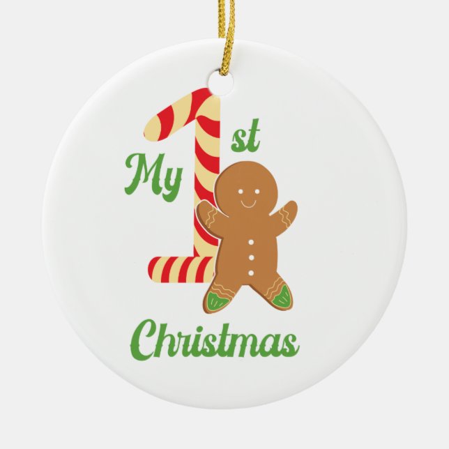 Mein erster Weihnachtsmann auf einem Keramik Ornament (Vorne)