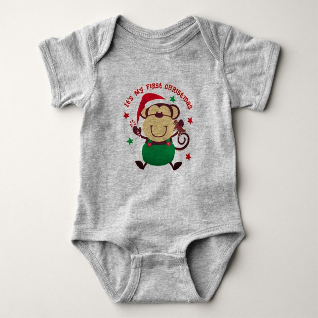 Mein erster Weihnachtsmonkey Baby Strampler (Vorderseite)