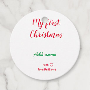Mein erster Weihnachtsname Familienname mit Liebe Geschenkanhänger