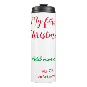 Mein erster Weihnachtsname Familienname mit Liebe Thermosbecher