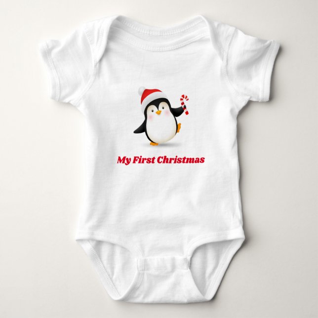 Mein erster Weihnachtspenguin Baby Strampler (Vorderseite)