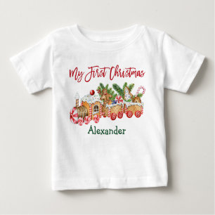 Mein erster Weihnachtszug Red Candy Gingerbread Zu Baby T-shirt