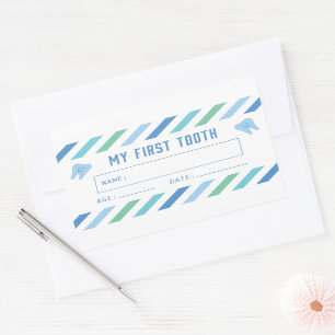 Mein erster Zahn-Keepake-Boy Rechteckiger Aufkleber