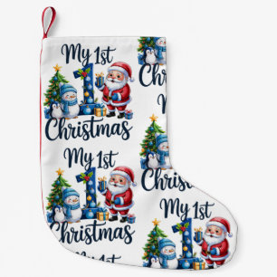 Mein erstes 1. Weihnachten Blau Baby Junge Xmas Sc Kleiner Weihnachtsstrumpf