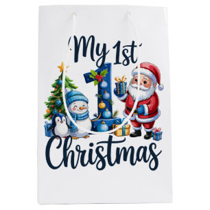 Mein erstes 1. Weihnachten Blau Baby Junge Xmas Sc Mittlere Geschenktüte