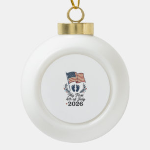 Mein erstes 4. Juli 2026 Baby Vintage Patriotische Keramik Kugel-Ornament