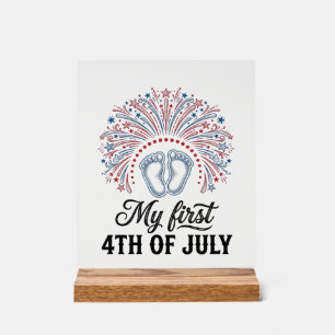 Mein erstes 4. Juli Baby Füße Patriotisches Shirt  Acrylschild