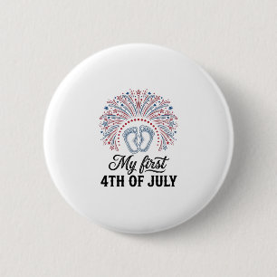 Mein erstes 4. Juli Baby Füße Patriotisches Shirt Button