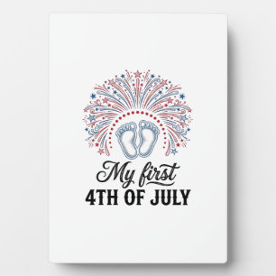 Mein erstes 4. Juli Baby Füße Patriotisches Shirt  Fotoplatte