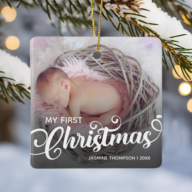 Mein erstes Baby Weihnachts-Foto Keramikornament (Von Creator hochgeladen)