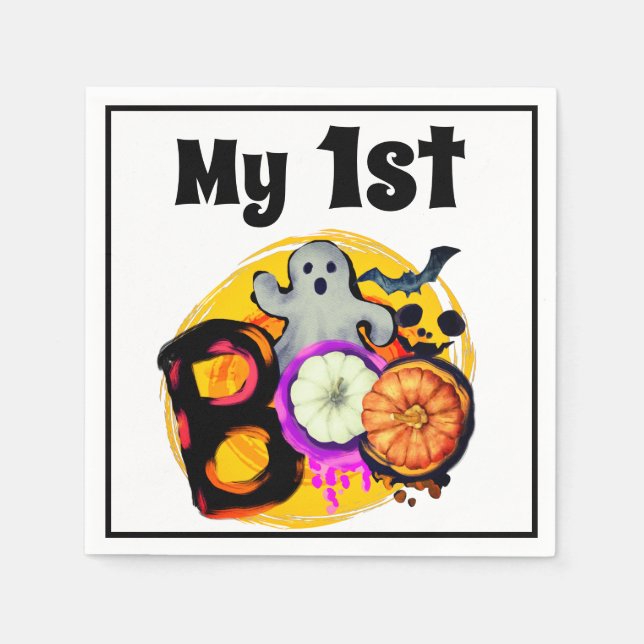 Mein erstes Boo Niedlich Ghost Baby's erstes Hallo Serviette (Vorderseite)