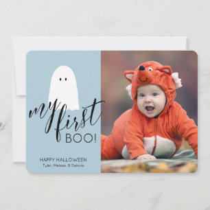 Mein erstes Boo Niedlich Ghost Foto Halloween Blue Feiertagskarte