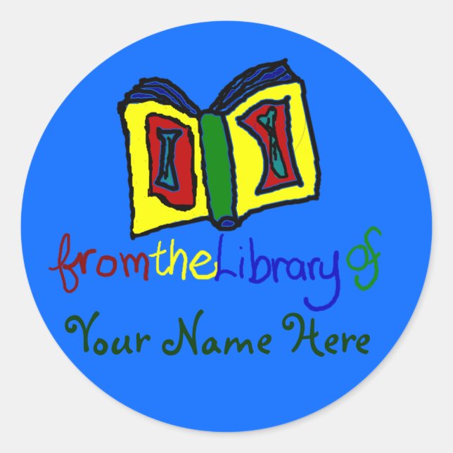 Mein erstes Buchzeichen - Blau Runder Aufkleber (Vorderseite)