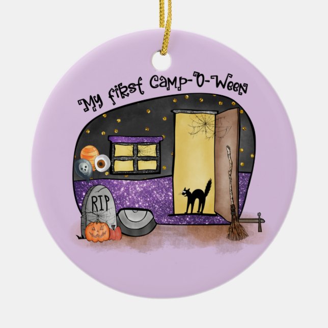 Mein erstes Camp-O-Ween | Halloween-Camping Keramik Ornament (Vorne)