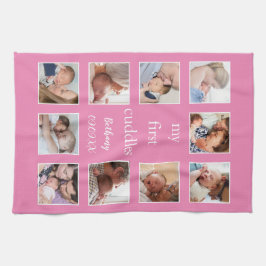 Mein erstes Cuddles 10 Foto Name Neugeborenes Rosa Geschirrtuch