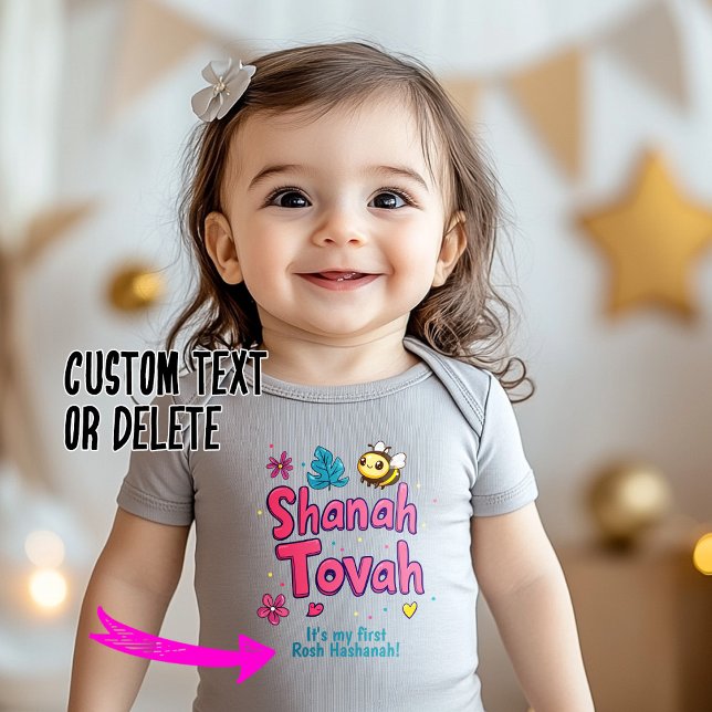 🍎 Mein erstes Ever Rosh Hashanah mit benutzerdefi Baby Strampler (🍎 My first Ever Rosh Hashanah with custom text Baby Bodysuit)