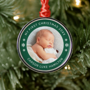 Mein erstes Foto für Personalisiertes Baby zu Weih Ornament Aus Metall