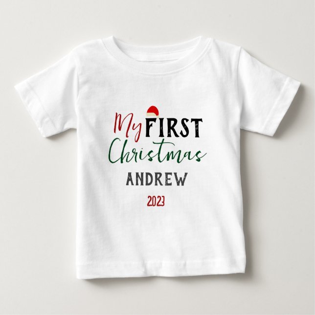Mein erstes Foto für Weihnachten personifizieren Baby T-shirt (Vorderseite)