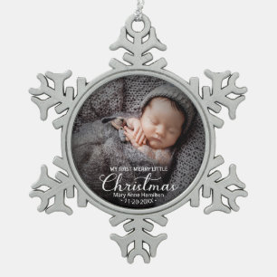 Mein erstes fröhliches kleines Weihnachtskind Schneeflocken Zinn-Ornament