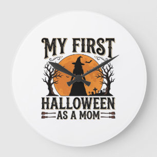 Mein erstes Halloween als Mama Vintage-Halloween-D Große Wanduhr